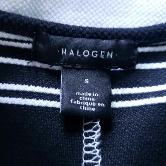 Halogen Career Tank Side Ruching Black White SMALL Sleeveless Shirt Blouse - Picture 5 of 6